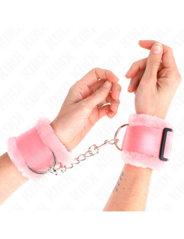 KINK - POGGIPOLSI FODERATI IN PELLICCIA ROSA REGOLABILE 17-31 CM X 7 CM