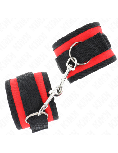 KINK - TENUTA DA POLSO IN NYLON HOOK&LOOP ROSSO-NERO MODELLO 2 REGOLABILE 18-35 CM X 6 CM