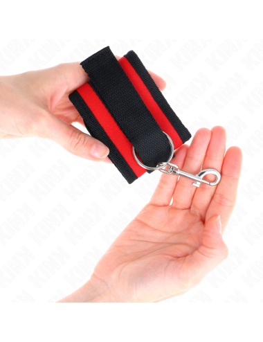 KINK - TENUTA DA POLSO IN NYLON HOOK&LOOP ROSSO-NERO MODELLO 2 REGOLABILE 18-35 CM X 6 CM