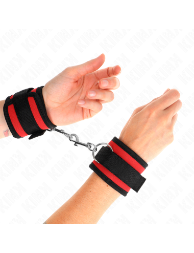 KINK - TENUTA DA POLSO IN NYLON HOOK&LOOP ROSSO-NERO MODELLO 2 REGOLABILE 18-35 CM X 6 CM
