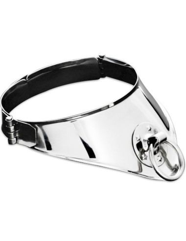 METAL HARD - COLLARE DI CONTENIMENTO RIGIDO IN METALLO CON ANELLO E LUCCHETTO 12