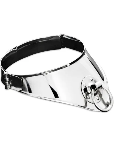 METAL HARD - COLLARE DI CONTENIMENTO RIGIDO IN METALLO CON ANELLO E LUCCHETTO 12