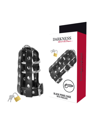 DARKNESS - GABBIA DI CASTIT IN PELLE CON SERRATURA