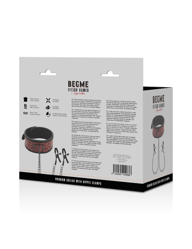 BEGME - COLLETTO RED EDITION CON MORSETTI PER CAPEZZOLI CON FODERA IN NEOPRENE