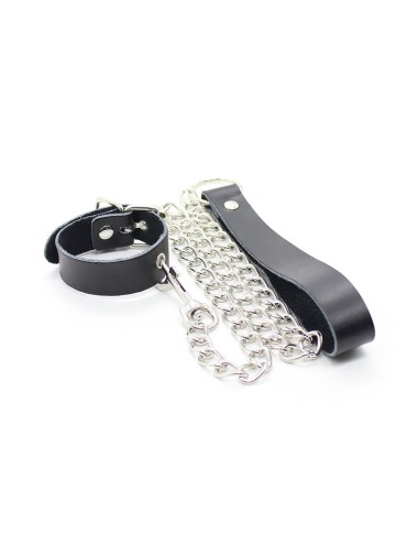 OHMAMA FETISH - COLLANA PER PENE E CINTURINO IN PELLE CON CATENA IN METALLO