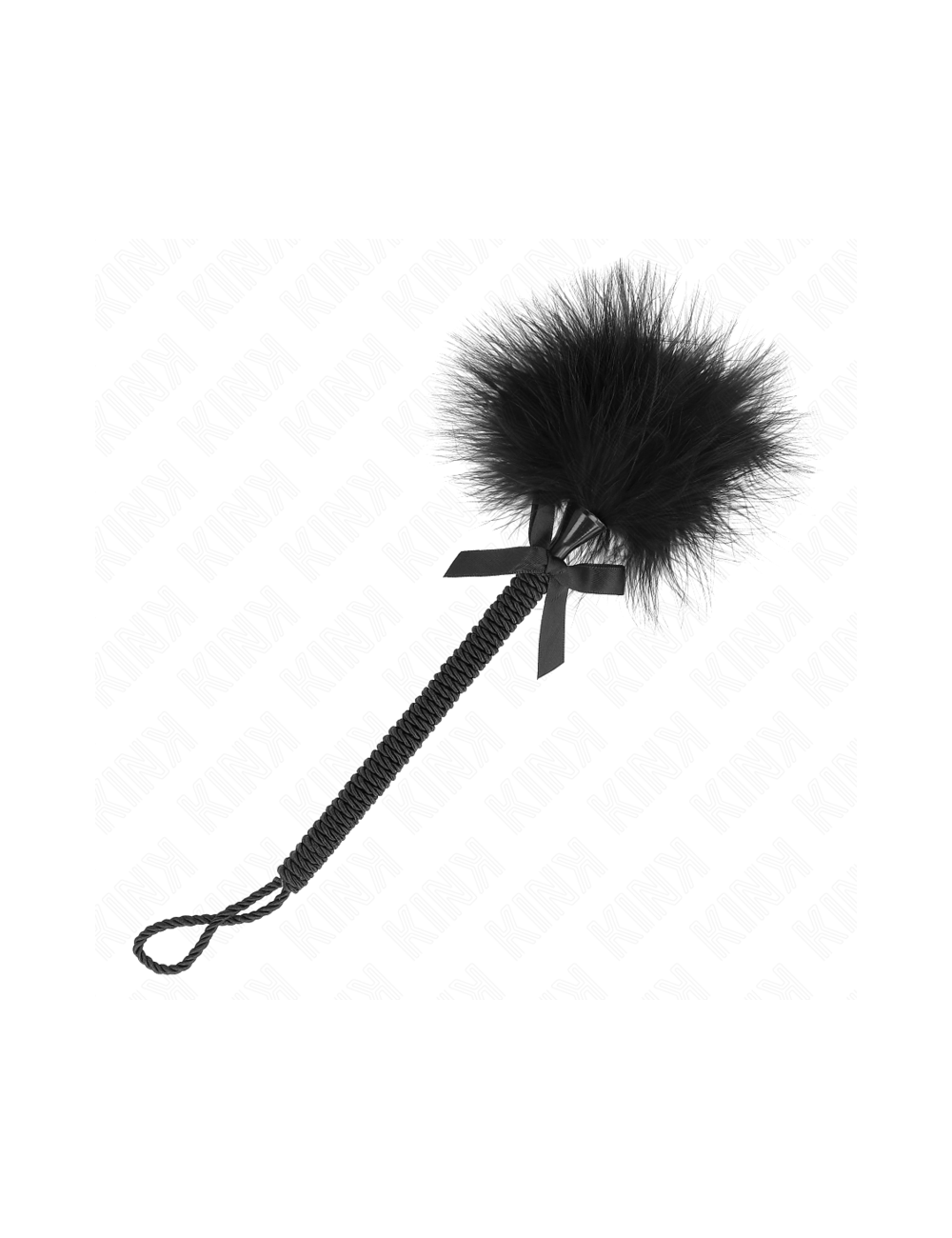 KINK - BACCHETTA IN CORDA DI NYLON CON PIUME TICKLE E FIOCCO NERO 25 CM