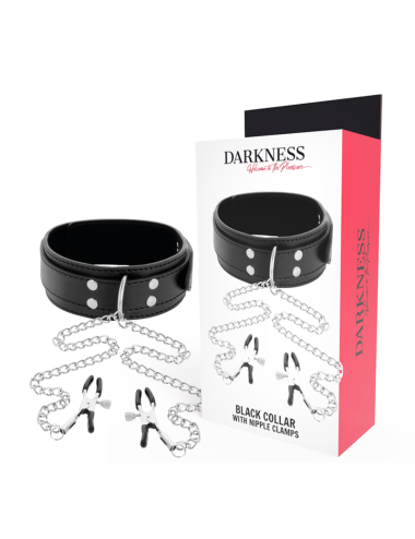 DARKNESS - COLLARE CON Morsetti PER CAPEZZOLI NERO