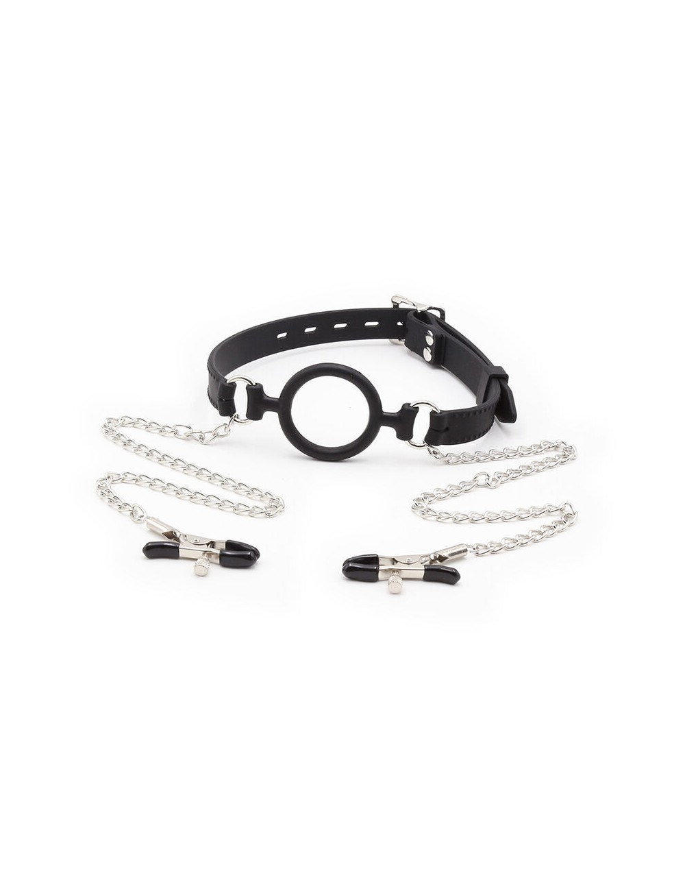 OHMAMA FETISH - Bavaglio ad anello con catenelle e pinze per capezzoli OHMAMA FETISH - Bavaglio ad anello con catenelle e pinze per capezzoli