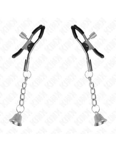 KINK - MORSETTI PER CAPEZZOLI CON CIONDOLO CAMPANELLA IN ARGENTO 6 CM