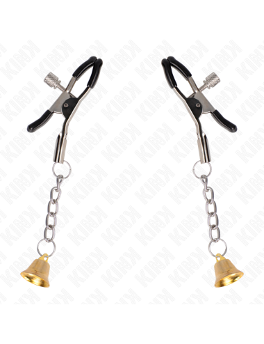 KINK - MORSETTI PER CAPEzzoli CON PENDENTE CAMPANELLA IN ORO 6 CM
