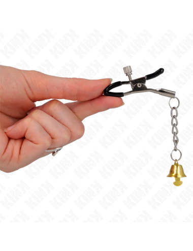 KINK - MORSETTI PER CAPEzzoli CON PENDENTE CAMPANELLA IN ORO 6 CM