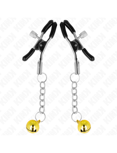 KINK - MORSETTI PER CAPEZZOLI CON PENDENTE JINGLE BELL ORO 6 CM