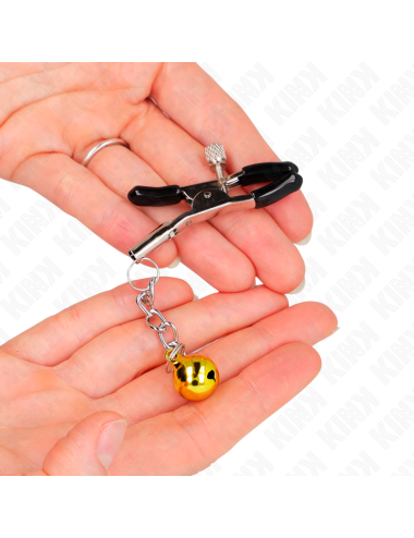 KINK - MORSETTI PER CAPEZZOLI CON PENDENTE JINGLE BELL ORO 6 CM