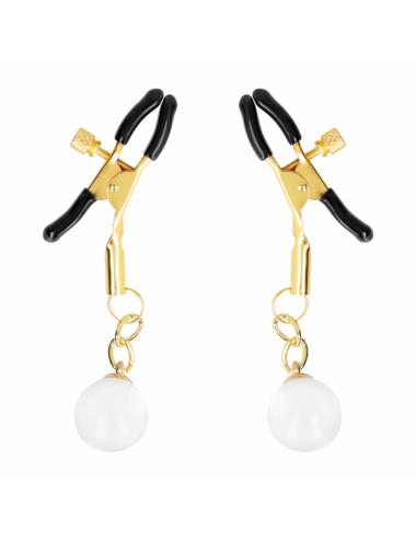 KINK - MORSETTI PER CAPEZZOLI CON PERLINE DI VETRO ORO 6 CM