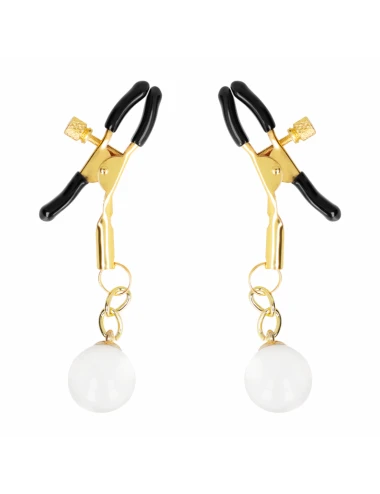 KINK - MORSETTI PER CAPEZZOLI CON PERLINE DI VETRO ORO 6 CM