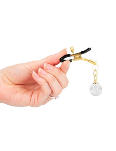 KINK - MORSETTI PER CAPEZZOLI CON PERLINE DI VETRO ORO 6 CM