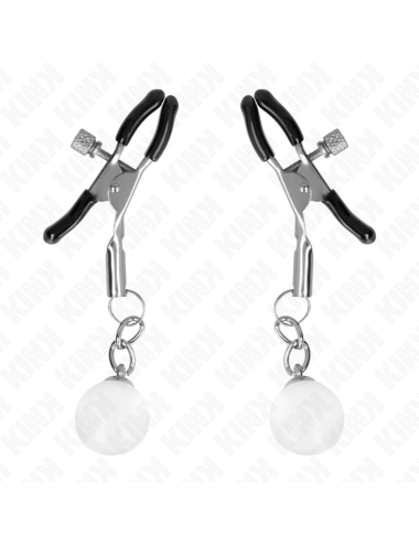 KINK - MORSETTI PER CAPEZZOLI PERLINE DI VETRO ARGENTO 6 CM