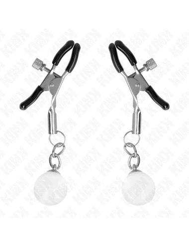 KINK - MORSETTI PER CAPEZZOLI PERLINE DI VETRO ARGENTO 6 CM