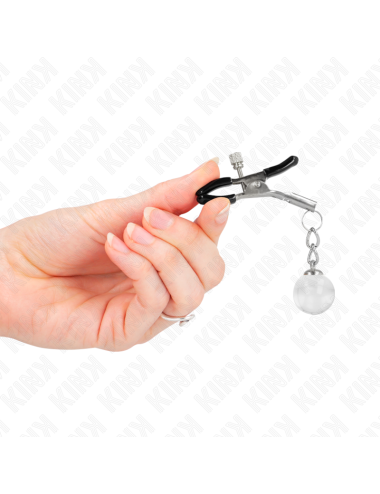 KINK - MORSETTI PER CAPEZZOLI PERLINE DI VETRO ARGENTO 6 CM