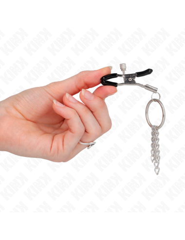 KINK - MORSETTO PER CAPEZZOLO O RING E CATENELLA ARGENTO 6 CM