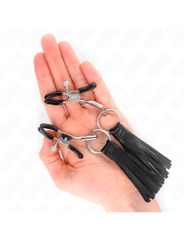 KINK - MORSETTI PER CAPEZZOLI IN SIMILPELLE CON NAPPINE 6 CM