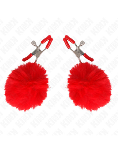 KINK - PINZA PER CAPEZZOLI CON SFERA IN ECOPELLICCIA ROSSO 6 CM