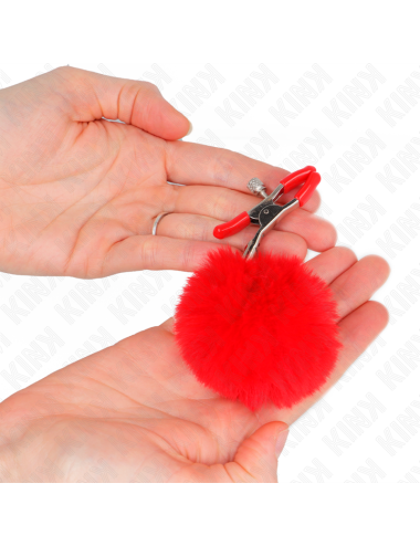 KINK - PINZA PER CAPEZZOLI CON SFERA IN ECOPELLICCIA ROSSO 6 CM