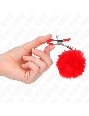 KINK - PINZA PER CAPEZZOLI CON SFERA IN ECOPELLICCIA ROSSO 6 CM
