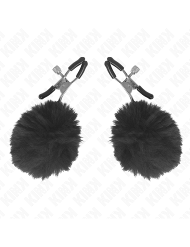 KINK - MORSETTO PER CAPEZZOLI CON SFERA IN ECOPELLICCIA NERA 6 CM