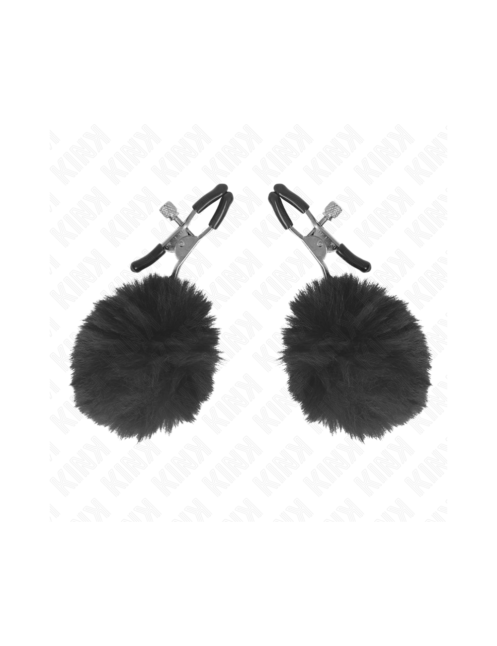 KINK - MORSETTO PER CAPEZZOLI CON SFERA IN ECOPELLICCIA NERA 6 CM