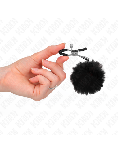 KINK - MORSETTO PER CAPEZZOLI CON SFERA IN ECOPELLICCIA NERA 6 CM