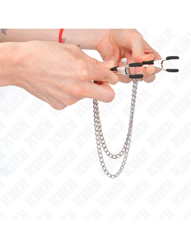 KINK - PINZE PER CAPEzzoli CON 2 CATENE SPESSE ARGENTO 20/23 CM