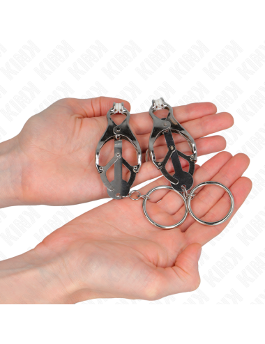 KINK - MORSETTI PER CAPEZZOLI CON O-RING TRIFOGLIO GIAPPONESE ARGENTO