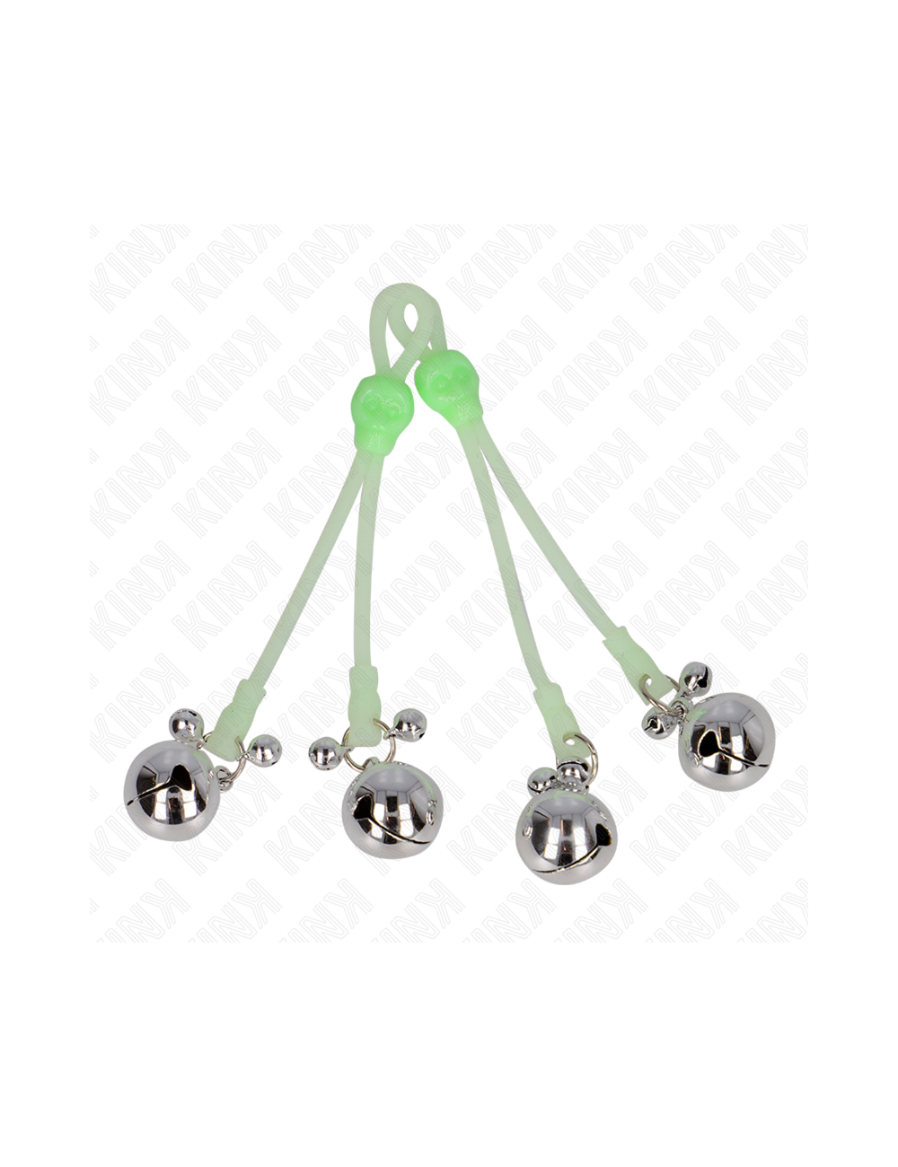KINK - PINZE PER CAPEZZOLI TESCHIO LUMINOSO CON ANELLO CAMPANE REGOLABILI VERDE/ARGENTO