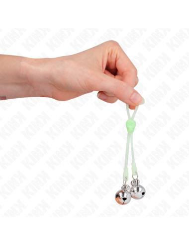 KINK - PINZE PER CAPEZZOLI TESCHIO LUMINOSO CON ANELLO CAMPANE REGOLABILI VERDE/ARGENTO