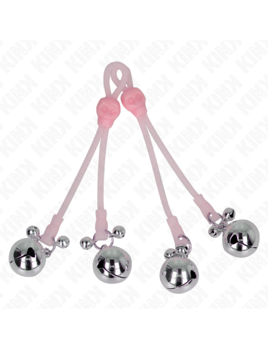 KINK - PINZE PER CAPEZZOLI TESCHIO LUMINOSO CON ANELLO CAMPANELLI REGOLABILI ROSA/ARGENTO