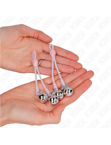 KINK - PINZE PER CAPEZZOLI TESCHIO LUMINOSO CON ANELLO CAMPANELLI REGOLABILI ROSA/ARGENTO