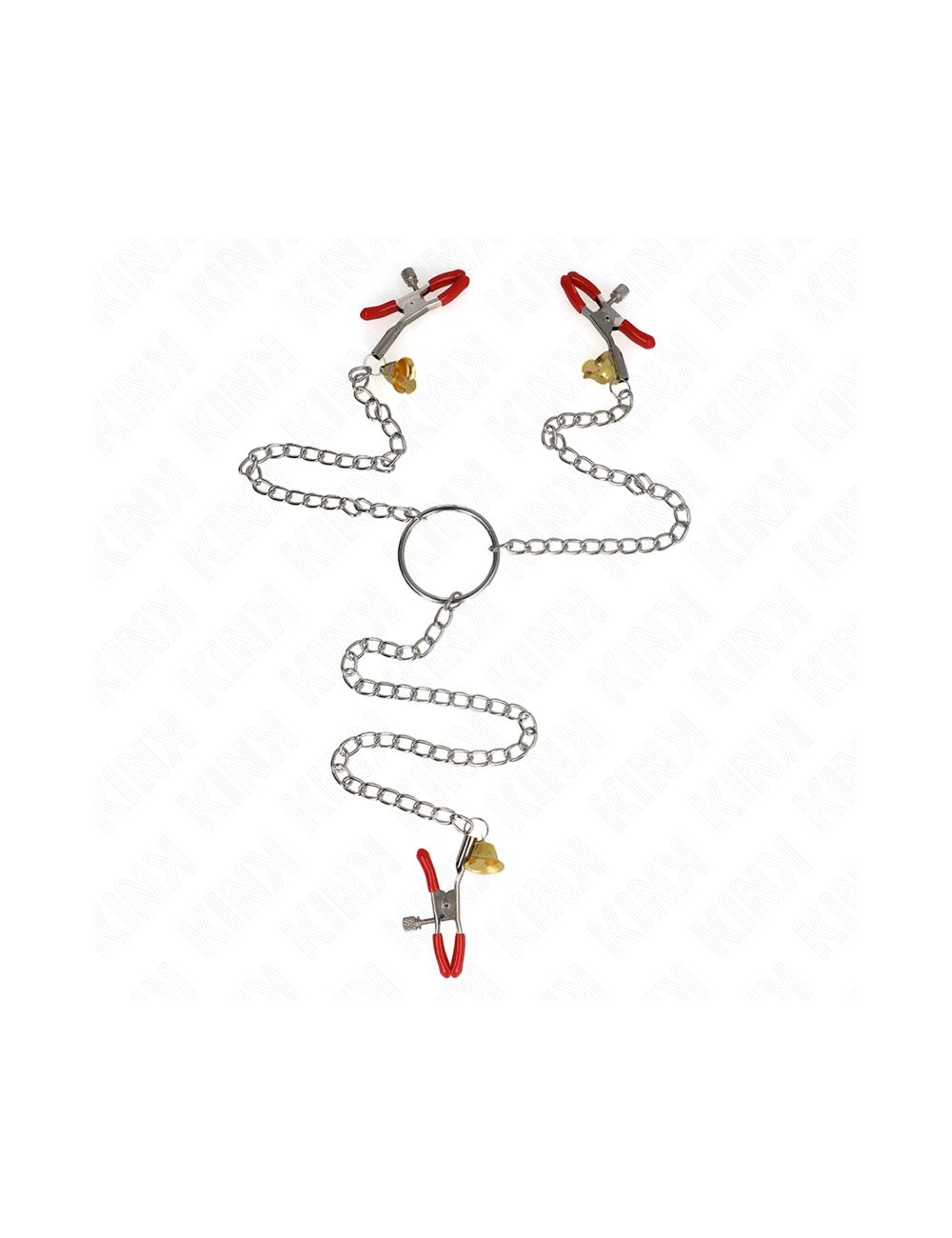 KINK - MORSETTI PER CAPEZZOLI TRIPLI E CLIT ROSSO CON CATENA 30 CM