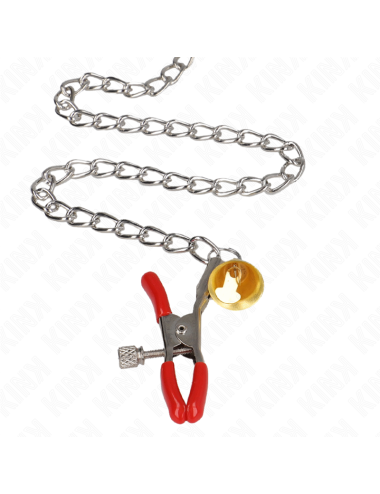 KINK - MORSETTI PER CAPEZZOLI TRIPLI E CLIT ROSSO CON CATENA 30 CM