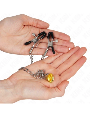 KINK - PINZE PER CAPEZZOLI A CATENA CON PENDENTE IN CORNO 30 CM