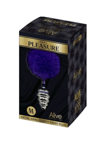 ALIVE - PLUG PIACERE ANALE SPIRALE METALLO FLUFFY VIOLA SCURO TAGLIA M