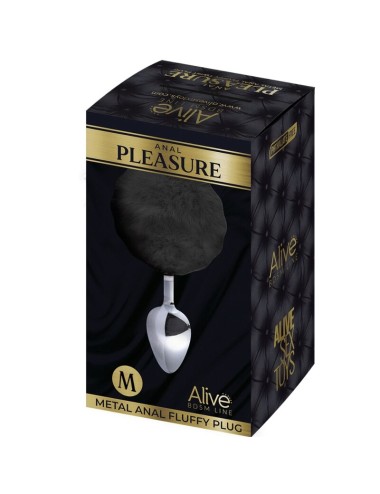 ALIVE - PLUG PIACERE ANALE SPIRALE METALLO FLUFFY NERO TAGLIA M