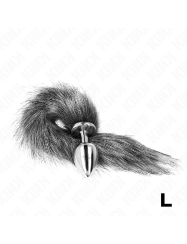 KINK - PLUG ANALE MISURA L 10 X 4 CM CON CODA SINTETICA 40 CM GRIGIO