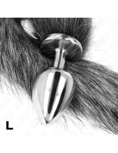 KINK - PLUG ANALE MISURA L 10 X 4 CM CON CODA SINTETICA 40 CM GRIGIO