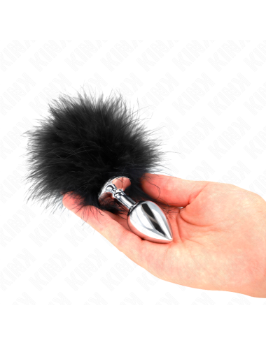 KINK - PLUG ANALE IN ACCIAIO INOSSIDABILE 11 x 7 CM CON PIUMA 11 CM