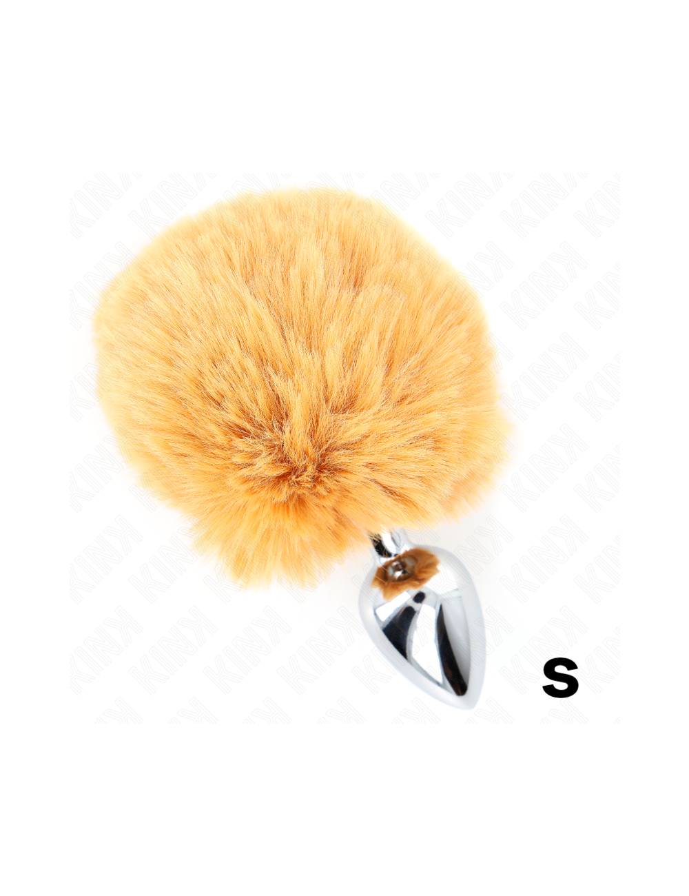 KINK - SPINA IN ACCIAIO INOSSIDABILE 7 x 3 CM CON CODA DI CONIGLIO IN ECOPELLICCIA BEIGE 8 CM