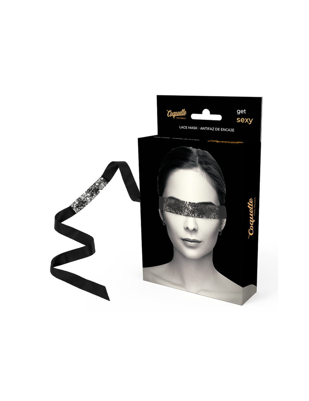 COQUETTE CHIC DESIRE - MASCHERA IN PIZZO NERO CON NASTRO
