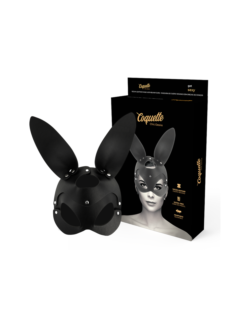 COQUETTE CHIC DESIRE - MASCHERA VEGANA IN PELLE CON ORECCHIE DI CONIGLIO