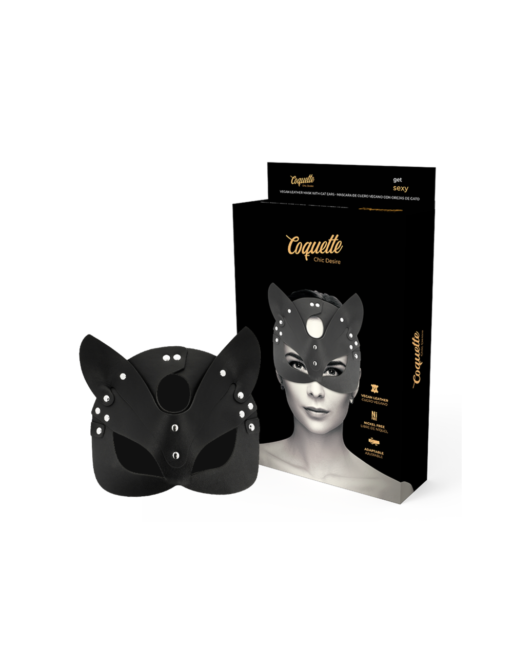 COQUETTE CHIC DESIRE - MASCHERA VEGANA IN PELLE CON ORECCHIE DI GATTO COQUETTE CHIC DESIRE - MASCHERA VEGANA IN PELLE CON ORECCHIE DI GATTO