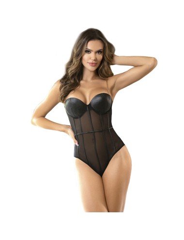 SUBBLIME - BODY CON BRETELLE A CATENA NERA S/M